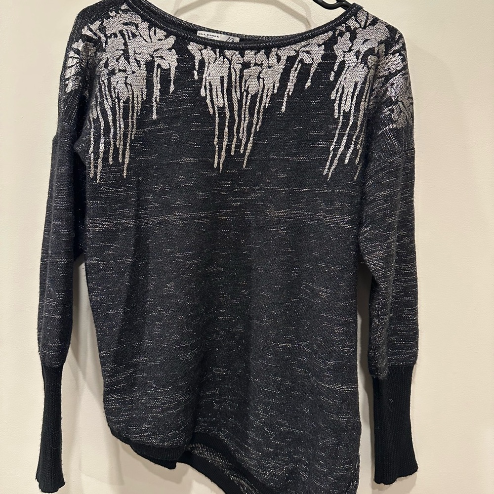 Ellemme Italia Wool Blend Glittered Sweater in Black and Gold